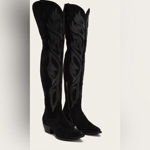 Frye Shane Black Leather Thigh High Boots